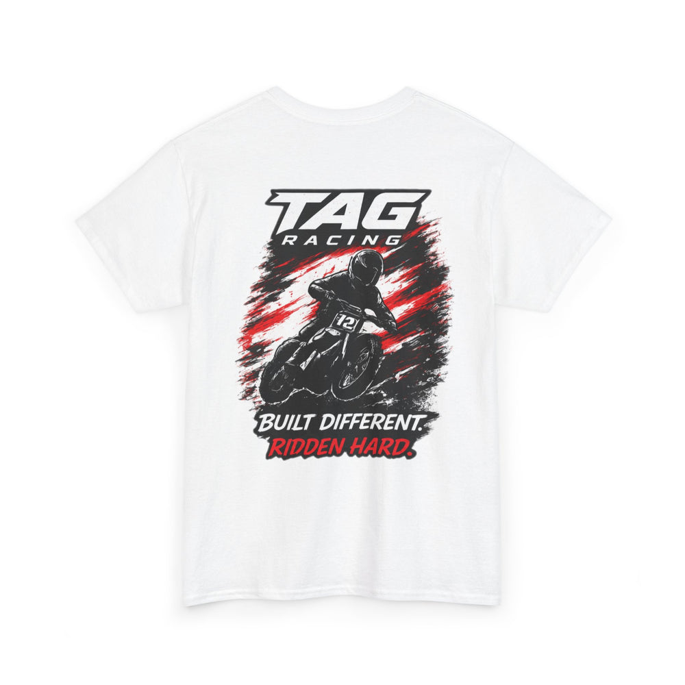Racing T-Shirt — TAG Racing "Built Different. Ridden Hard." Motorcycle Tee