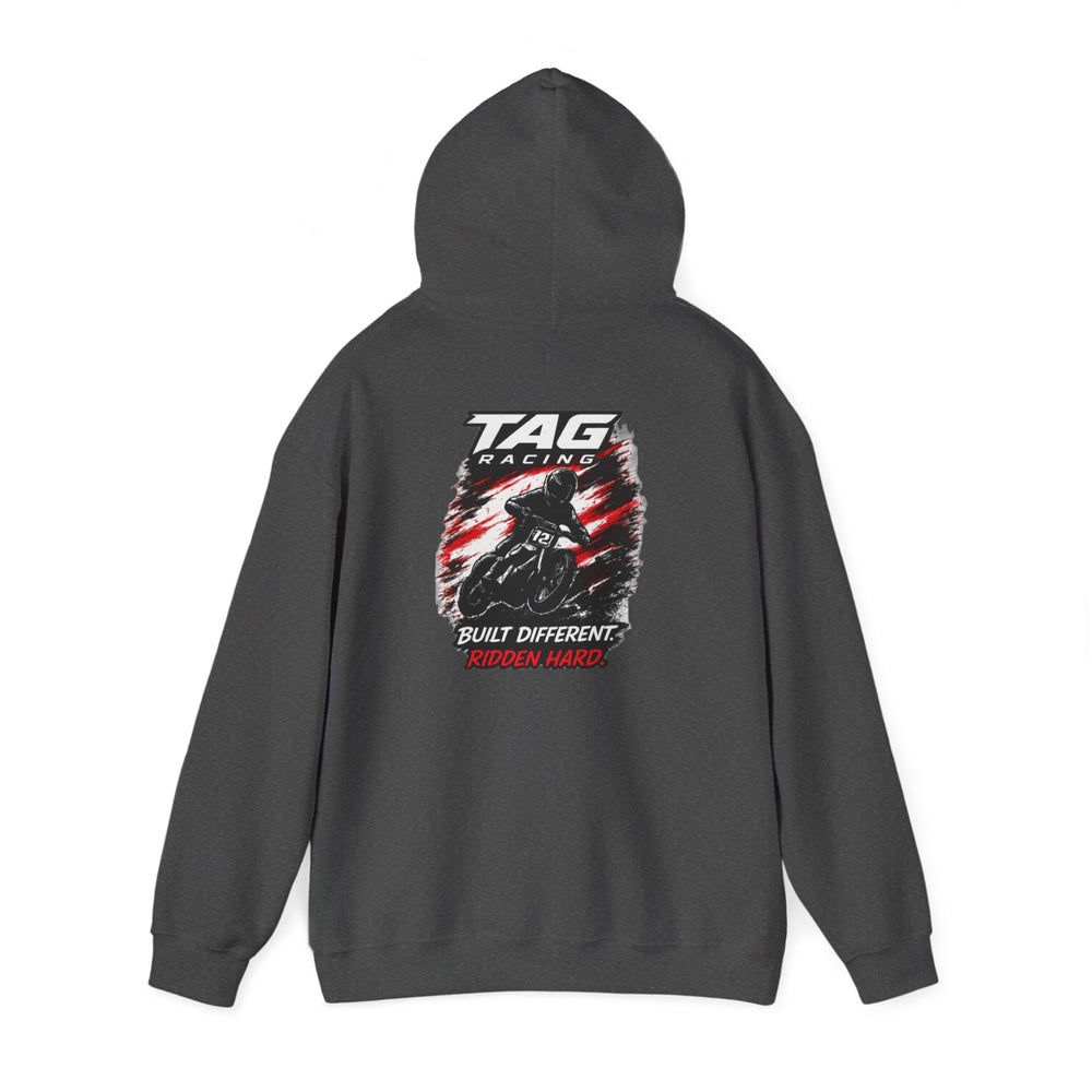 Racing Hoodie — TAG Racing "Built Different" Motorbike Graphic