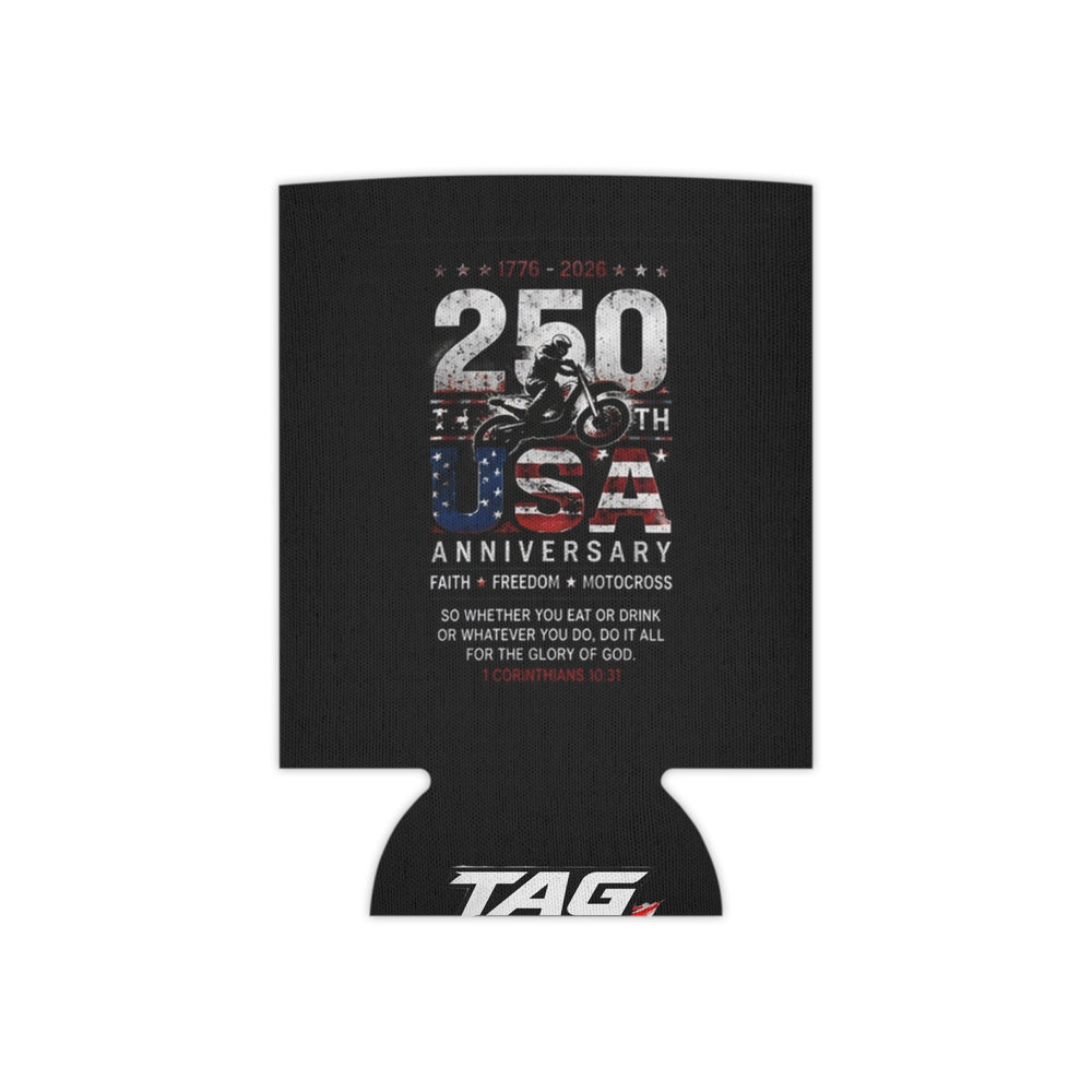 Patriotic Motocross Can Cooler — 250th USA Anniversary Drink Koozie