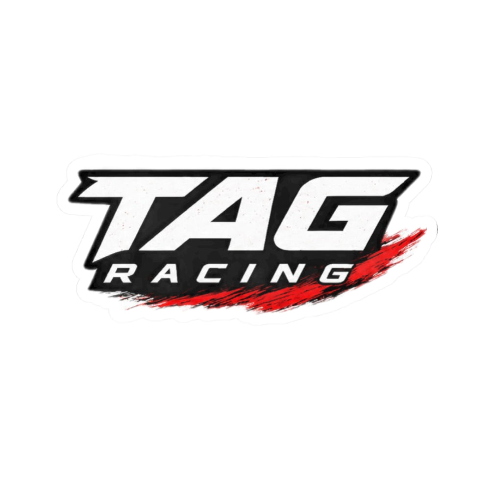 Racing Sticker — 'TAG Racing' Kiss-Cut Decal with Red Brushstroke