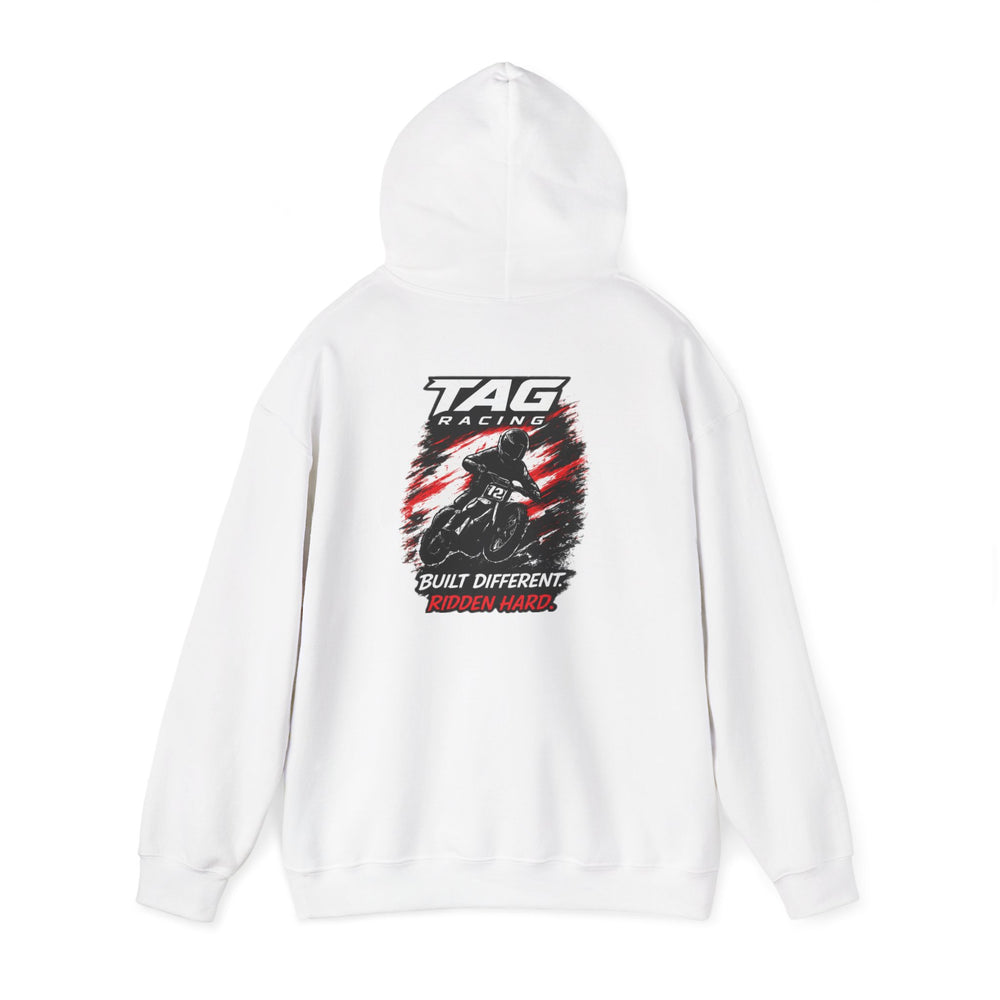 Racing Hoodie — TAG Racing "Built Different" Motorbike Graphic