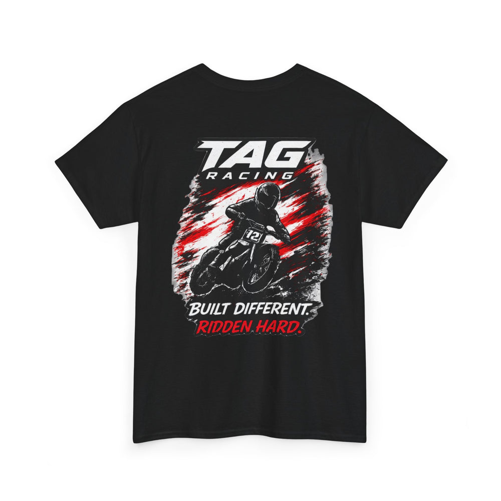 Racing T-Shirt — TAG Racing "Built Different. Ridden Hard." Motorcycle Tee