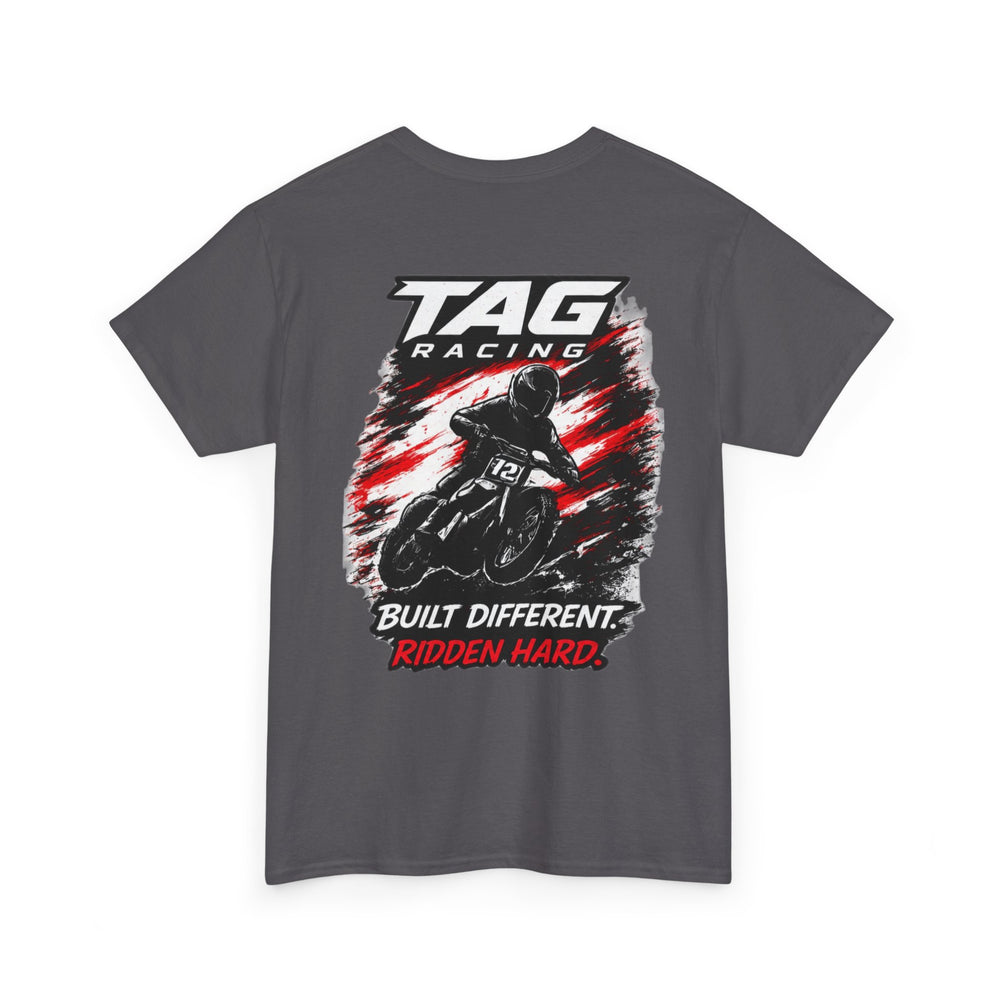 Racing T-Shirt — TAG Racing "Built Different. Ridden Hard." Motorcycle Tee