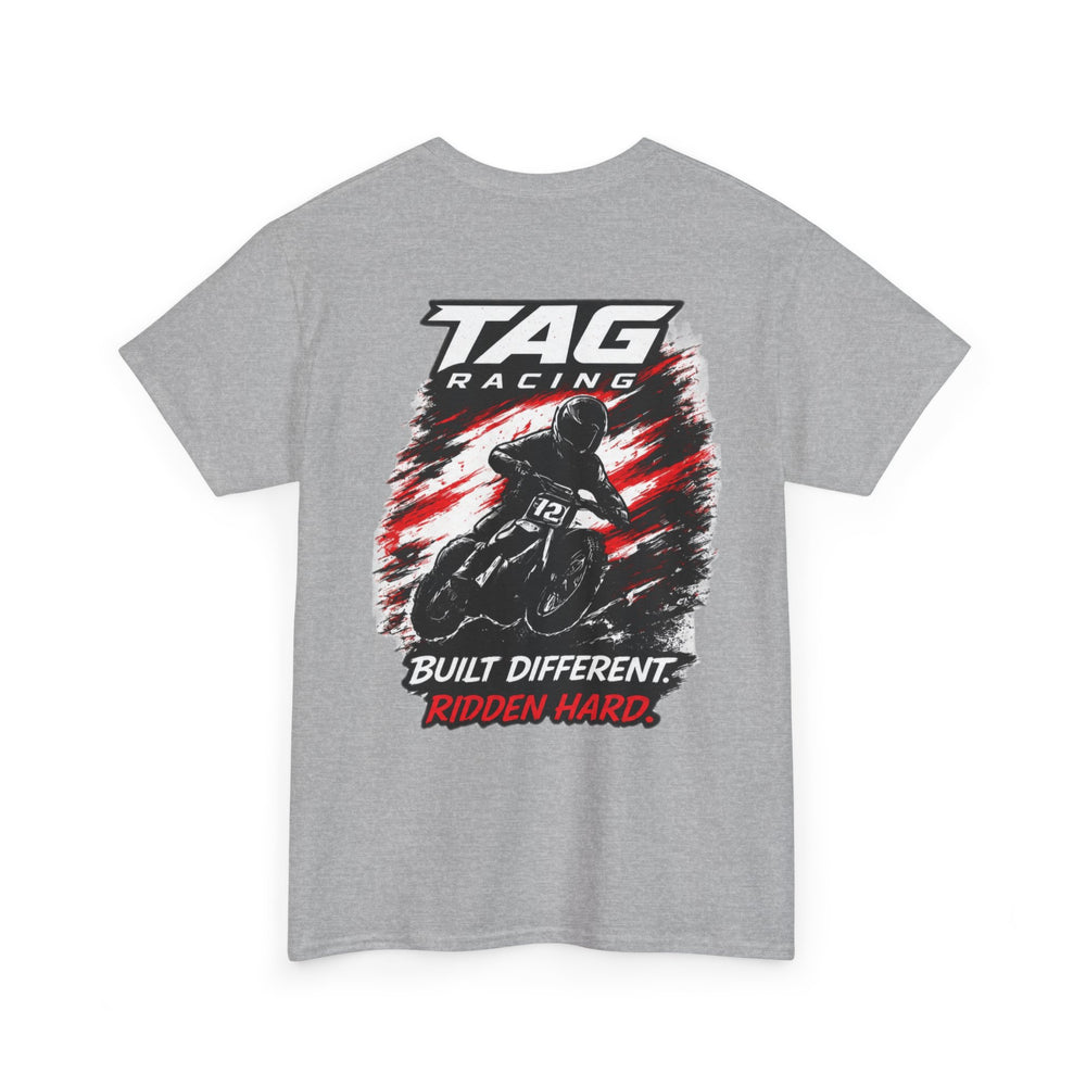Racing T-Shirt — TAG Racing "Built Different. Ridden Hard." Motorcycle Tee