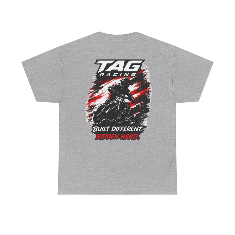 Racing T-Shirt — TAG Racing "Built Different. Ridden Hard." Motorcycle Tee