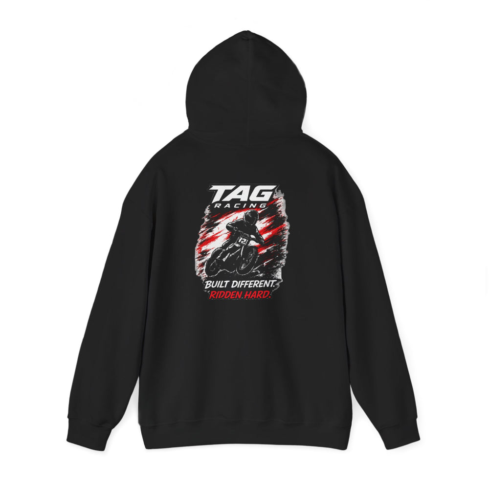 Racing Hoodie — TAG Racing "Built Different" Motorbike Graphic